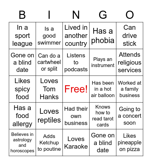 GAME DAY BIS Bingo Card