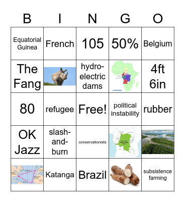 Central Africa Bingo Card