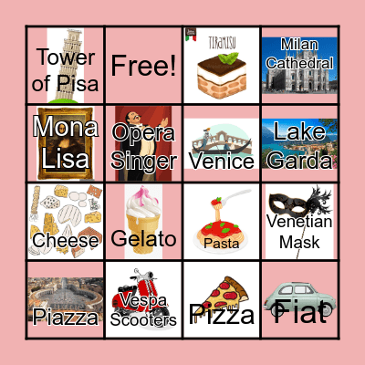 Italian Bingo Card