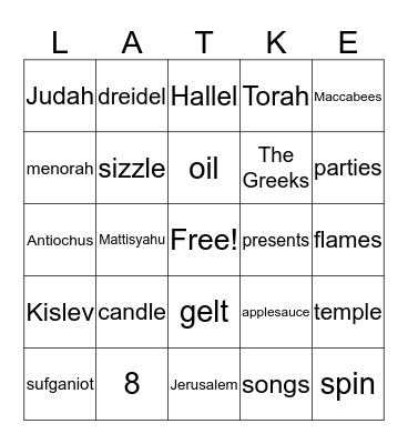 CHANUKAH BINGO Card