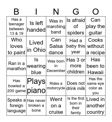 Find Someone Who... Bingo Card