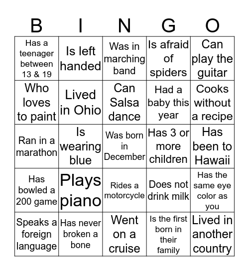 Find Someone Who... Bingo Card