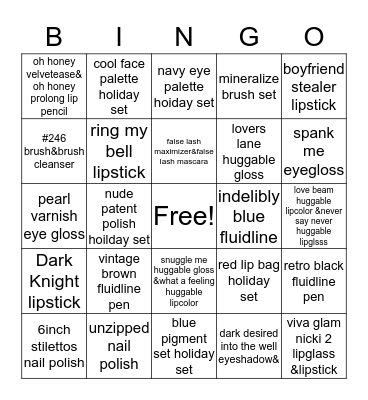unlimited Product Bingo Card