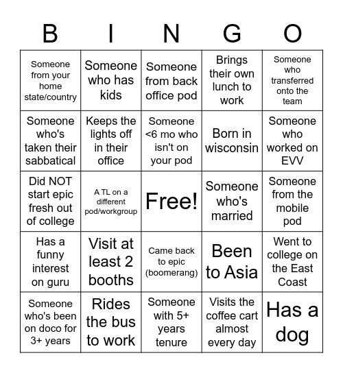 DoCo QM Bingo Card