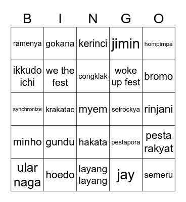 oodz Bingo Card