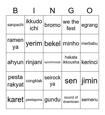 h0ejoshua Bingo Card