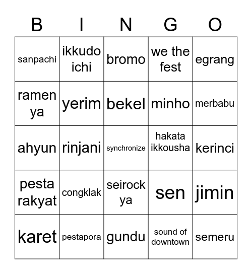 h0ejoshua Bingo Card