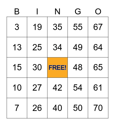 Mindfulness Bingo Card