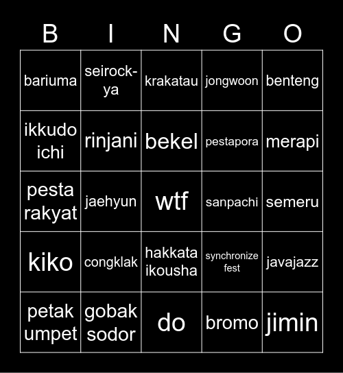 mlma <;3 Bingo Card