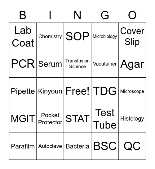 Lab Week BINGO Card