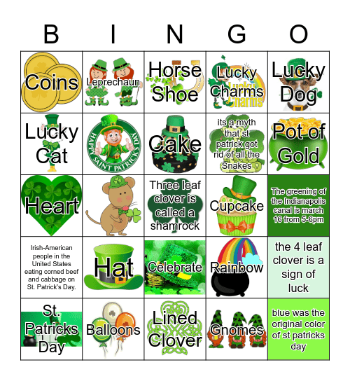 Happy St. Patricks Day Bingo Card