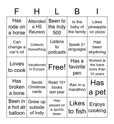 Business Operations Human Bingo Card
