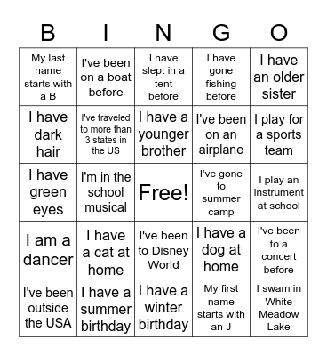 Get to Know Ya Bingo! Bingo Card