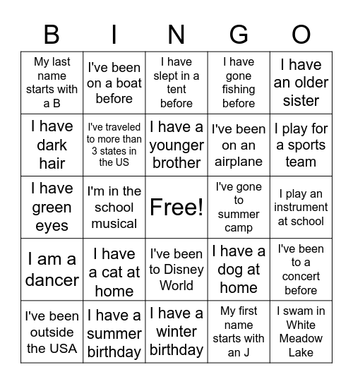 Get to Know Ya Bingo! Bingo Card