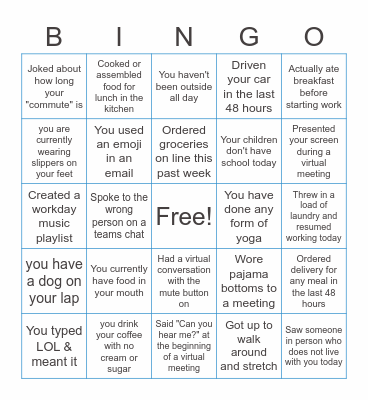 Coffee Break BINGO Card