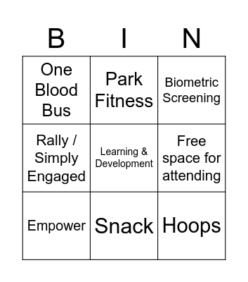 Wellness Day 2023 Bingo Card