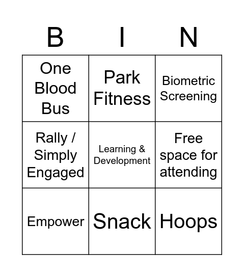 Wellness Day 2023 Bingo Card