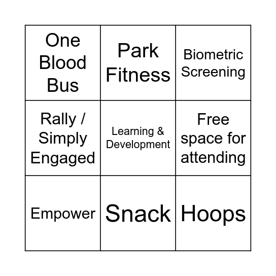 Wellness Day 2023 Bingo Card