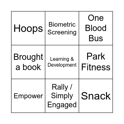 Wellness Day 2023 Bingo Card