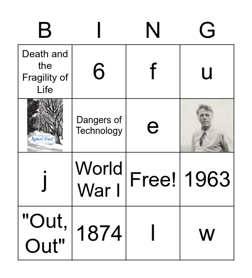 Robert Frost Bingo Card