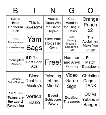 AEW Dynamite Feb 22 Bingo Card