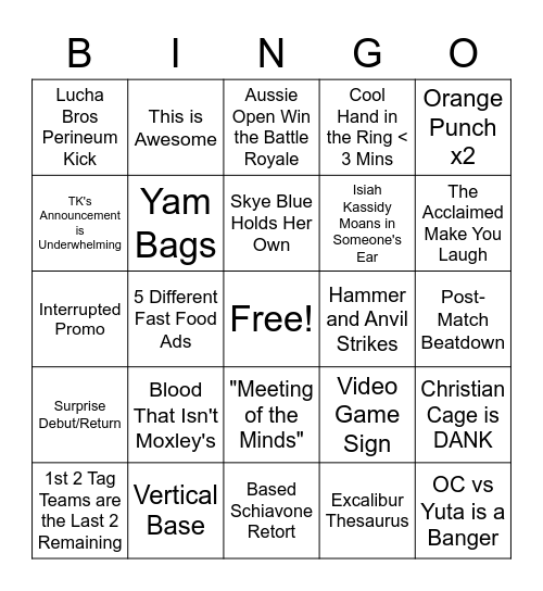AEW Dynamite Feb 22 Bingo Card