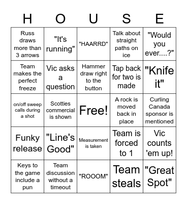 Curling Bingo Card
