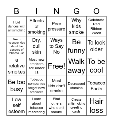 DRUG PREVENTION Bingo Card