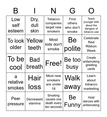 DRUG PREVENTION Bingo Card