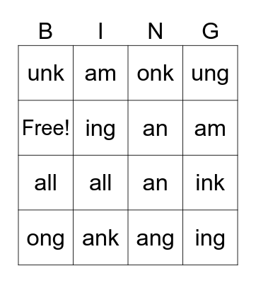 Glued Sounds Bingo Card