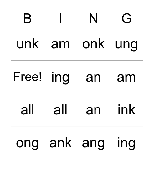 Glued Sounds Bingo Card