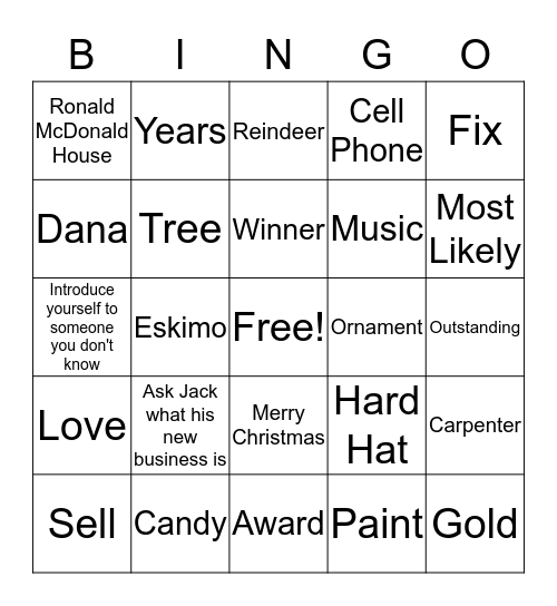 Christmas Bingo Card
