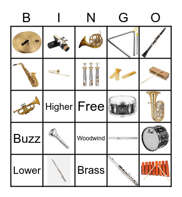 Instrument Bingo! Bingo Card