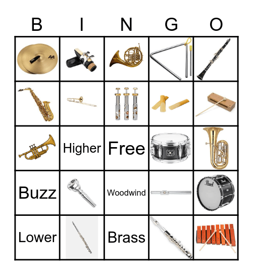 Instrument Bingo! Bingo Card