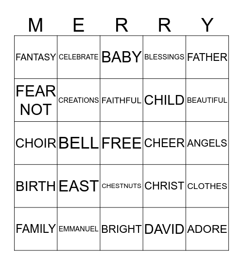 CHRISTMAS Bingo Card
