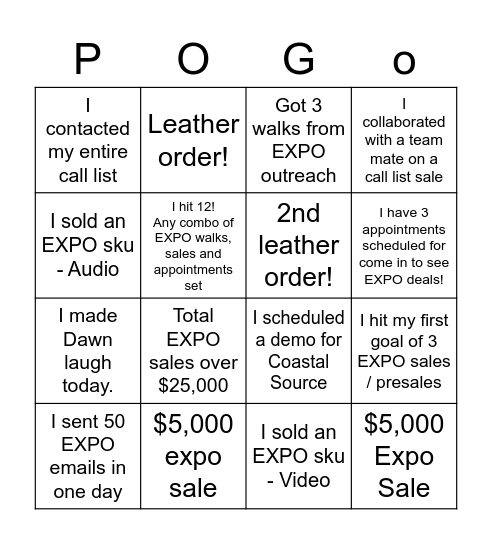 exPO binGO Card