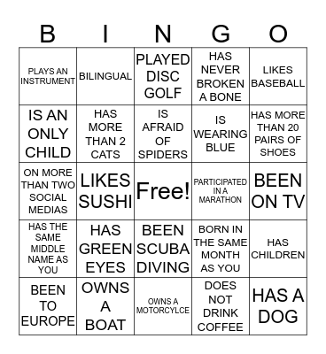 NBO BINGO! Bingo Card