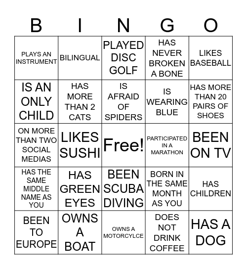 NBO BINGO! Bingo Card