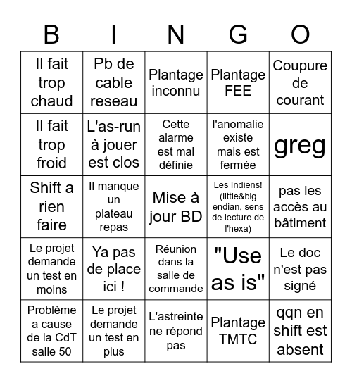 BINGO TVAC Bingo Card