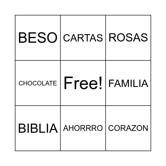 LOTERIA PARA PAREJAS Bingo Card