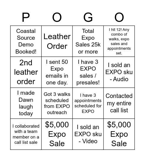 exPO binGO Card