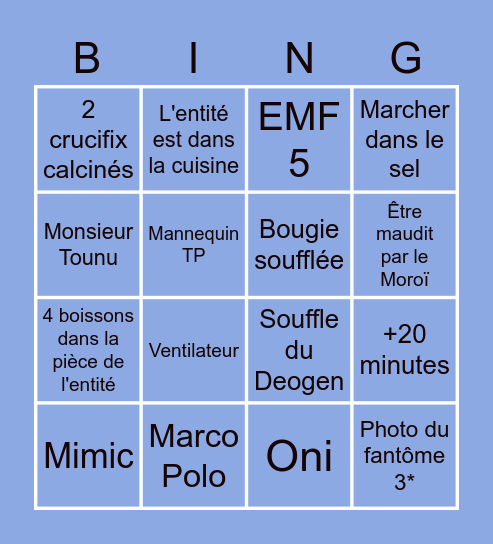 Bingo des boomers Bingo Card