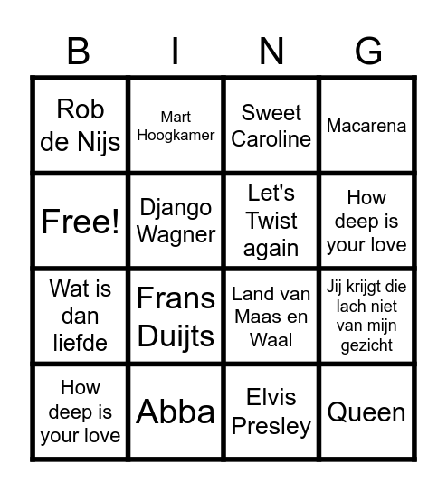 SWINGO Bingo Card