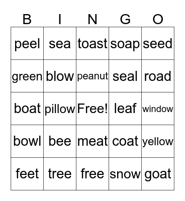 Smart Phonics 5  Bingo Card