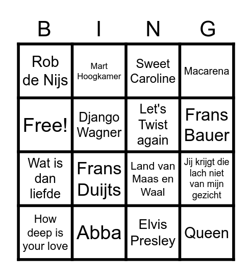 SWINGO Bingo Card