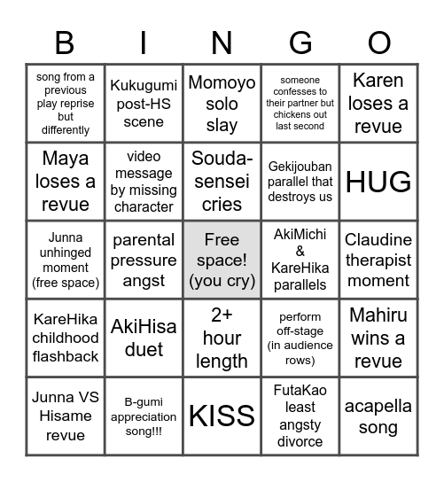 Revue Starlight -  #4 Climax Predictions Bingo Card