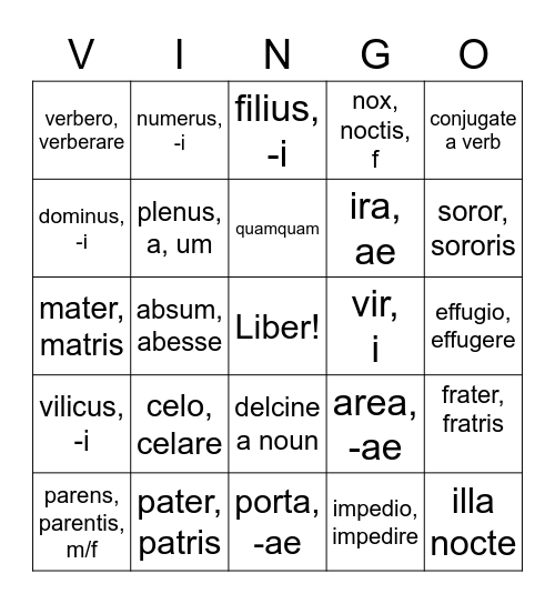 Chapter 11: ecce romani (MRHS) Bingo Card