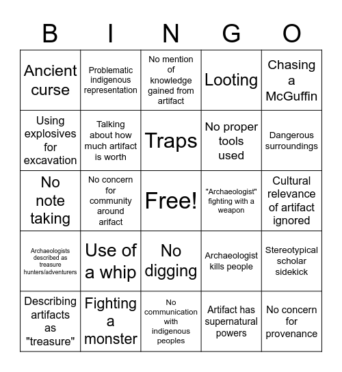 Bad Archaeology Bingo! Bingo Card