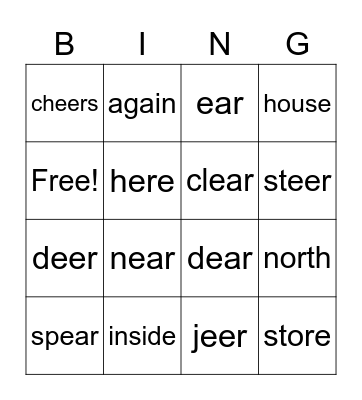 Spelling 4.4 Bingo Card