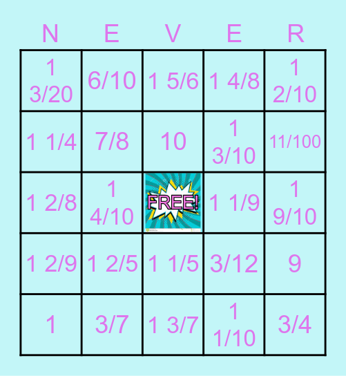 NOM NUMBERS Bingo Card